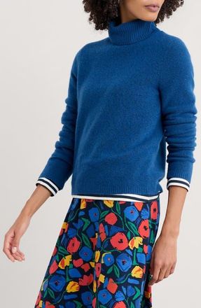 Seasalt Cornwall Cloud Chasing Turtleneck Wool Blend Sweater in Knit Melange Ink at Nordstrom, Size 12 Us