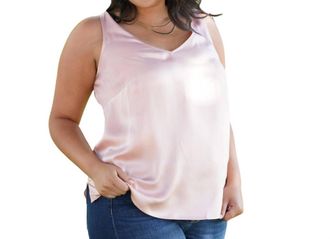Mar&eacute;e Pour Toi Plus - V-Neck Silk Tank In Coral