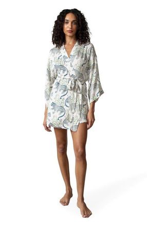 Printfresh Eco Satin Glam Mini Robe in Wedding Cake at Nordstrom, Size Xx-Small
