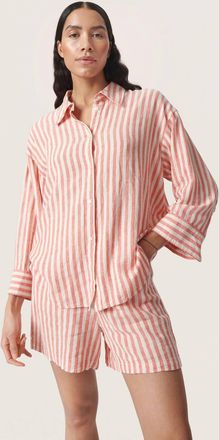 Soaked In Luxury Belira Striped Casual Fit Shirt In Red