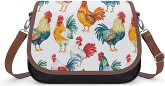 Generic Watercolor Roosters Cock Small Womens Crossbody Bags Shoulder Handbag with Adjustable Strap for Travel