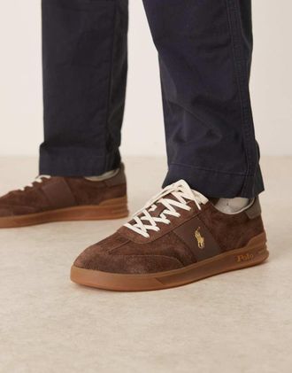 Polo Ralph Lauren Heritage Aera - Sneakers marroni scamosciate con suola in gomma-Marrone