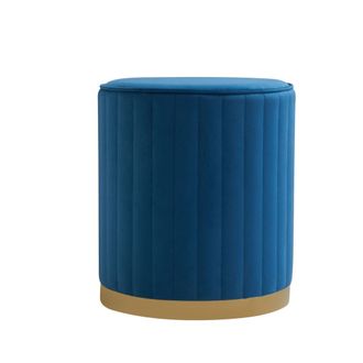 Siediti Fuori e Dentro Puff terciopelo azul base oro &oslash;36cm