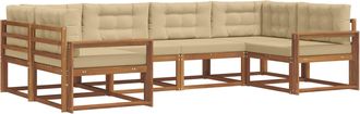 vidaXL Conjunto De Sof&aacute;s De Exterior 6 Uds. Natural Y Beige Vidaxl