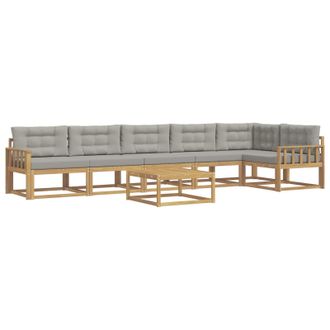 vidaXL Conjunto De Sof&aacute;s De Exterior 7 Pcs Blanco Y Gris Claro Vidaxl