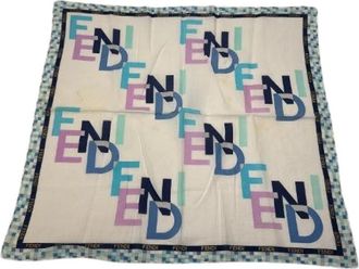Fendi Pre-owned Vintage Multicolor Logo Scarf - Dames - Vintage Accessoires - Veelkleurig - ONE Size - Katoen - Vintage
