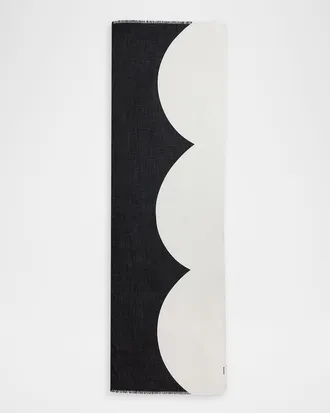 Akris Scalloped Cloud-Print Cashmere Scarf