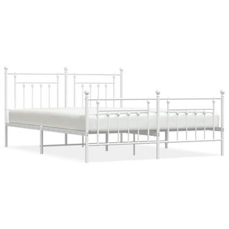 Berkfield Home Metal Bed Frame with Headboard & Footboard White 183x213 cm