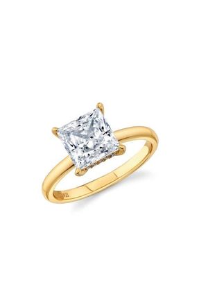 Crislu Princess Cut Cubic Zirconia Solitaire Ring in 18Kt Yellow Gold /Clear Stone at Nordstrom, Size 9