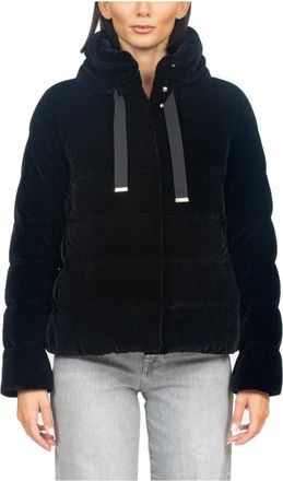 Herno Velvet Quilted Short Jacket - Dames - Gewatteerde jassen - Zwart - L - Katoen - Jassen
