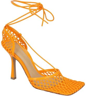 Bottega Veneta Womens Lambskin Leather Stretch Lace-Up Sandal, Size 37.5, Never Worn (Authentic Pre-Loved)