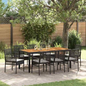 vidaXL Conjunto De Comedor De Jard&iacute;n 9 Pcs Negro Polirat&aacute;n Vidaxl