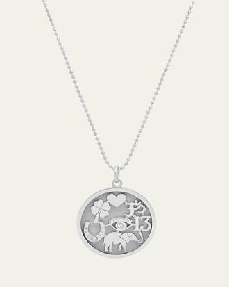 Jennifer Meyer 18k White Gold Good Luck Pendant Necklace with Diamonds