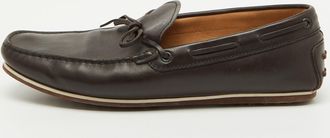 Tod's Tods Dark Brown Leather Bow Slip On Loafers