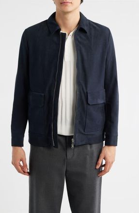 Aur&eacute;lien Suede Zip Jacket in Navy at Nordstrom, Size Xx-Large