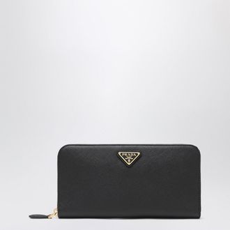 Prada Black Saffiano zip-around wallet