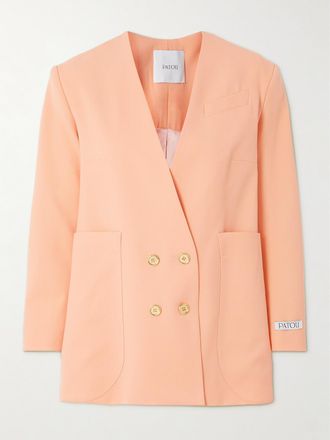 Patou Blazer Doppiopetto In Twill Di Misto Lana - Arancione