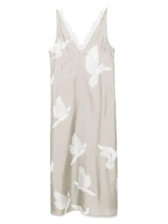 Stella McCartney dove-print sleeveless maxi dress - women - Organic Silk/Cotton/Polyamide/Viscose - 38 - Grey