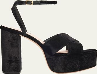 Loeffler Randall 130mm Loretta Velvet Platform Sandals
