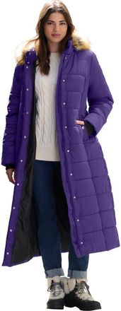 Roaman's Plus Size Maxi Length Puffer Coat in Midnight Violet at Nordstrom, Size Medium