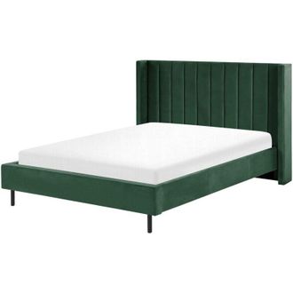 Beliani Letto matrimoniale con doghe 140 x 200 cm velluto verde scuro Villette