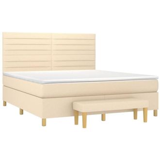 vidaXL Vidaxl - Cama Box Spring Con Colch&oacute;n Tela Color Crema 180x200 Cm