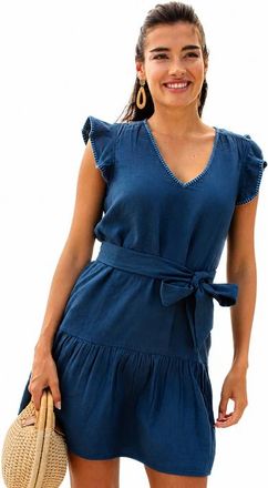 Cabana Life Gauze Tie Waist Dress in Navy at Nordstrom, Size X-Large