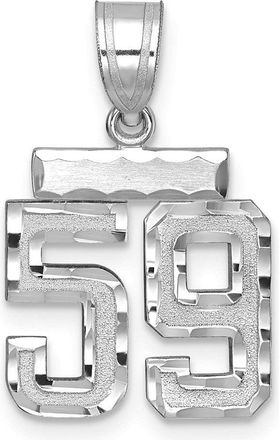 Diamond2Deal 14k White Gold Small Brushed Diamond-cut Number 59 Charm Pendant