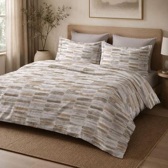 Dmora Juego De Funda N&oacute;rdica Matrimonial Salano, Con Funda De Almohada, Percal Lavable, 300x250 Cm, Gris Paloma