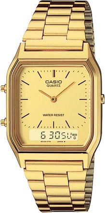 Casio Accessoires, unisex, Geel, ONE Size, Aq-230Ga-9Dmqyes Vintage Dual-Display Klassiek Horloge