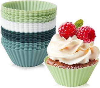 OEM Juego De 24 Moldes De Silicona Para Muffins, Cupcakes, Molde Reutilizable Para Horno Y Freidora De Aire, Molde Para Pasteles De 4 Colores