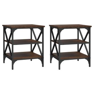 vidaXL Vidaxl - Mesas Auxiliares 2 Uds Madera Color Marr&oacute;n Roble 40x42x50 Cm
