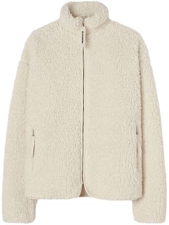 Jil Sander faux-shearling zipped cardigan - Neutrals