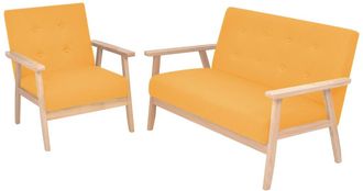 vidaXL Vidaxl - Juego De Sof&aacute;s De Tela De 2 Piezas Color Amarillo