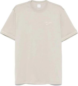 Eleventy Woestijn Salie Groen Logo T-shirt - Heren - T-shirts - Beige - L - Katoen - Tops