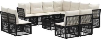 vidaXL Conjunto De Sof&aacute;s De Jard&iacute;n 12 Uds. Negro Rat&aacute;n Sint&eacute;tico Vidaxl