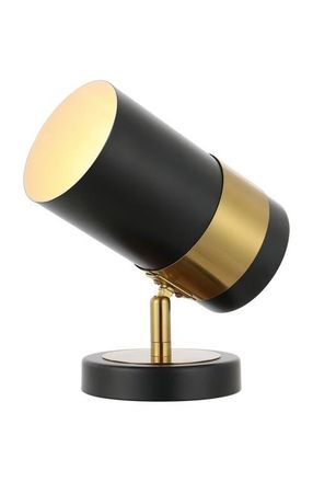 Jonathan Y Designs Astra 9.25 Modern Industrial Iron Adjustable Indoor LED Floor Spotlight, Black/Brass Gold at Nordstrom
