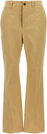 Saint Laurent Drill Broek - Dames - Wijde Broeken - Beige - XS - Katoen - Broeken