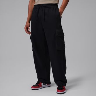 Nike Jordan Mens Jordan Brooklyn Oversized Fleece Cargo Pants in Black | IO1816-010