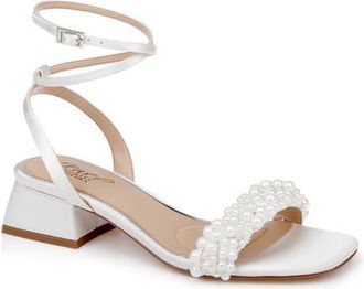Badgley Mischka Payton Ankle Strap Sandal in Ivory Satin at Nordstrom, Size 6.5