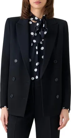 Akris Double Breasted Virgin Wool Tricotine Jacket in Black at Nordstrom, Size 12