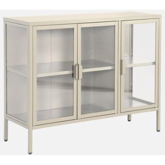 Sweeek Credenza industriale in metallo e vetro temperato 3 ante, 100cm