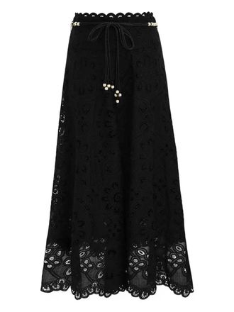 Zimmermann embroidered draping skirt - Black