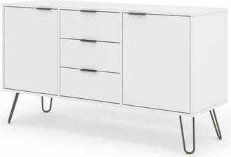 Core 10 Core Products - Medium Sideboard with 3 Drawers, 2 Doors Hardwearing Finish - Manufactured Wood Fibre Board/Metal - 130.6 x 43 x 73.6 cm - White