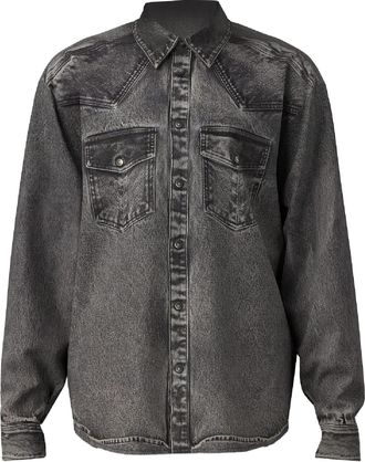 Diesel Heren Diesel S-Gils Pocket Denim Effect Shirt in Zwart Grijs