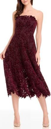 Dress The Population Kailyn Velvet Floral Lace Strapless Cocktail Dress in Oxblood at Nordstrom Rack, Size Xx-Small