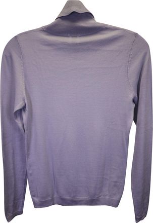 IRIS & INK Knitted Turtleneck Top in Blue Silk