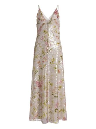 Alberta Ferretti floral-pattern maxi dress - women - Polyester - 40 - Neutrals