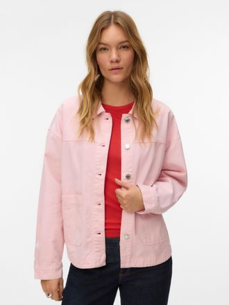 Vero Moda Jeansjacke VERO MODA VMJAMIE LS DENIM SHACKET MIX NOOS, Damen, Gr. XL, parfait pink detail:washed, Denim/Jeans, Obermaterial: 80% Baumwolle, 20% Polye