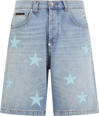 Philipp Plein Korte Broeken, Heren, Blauw, W32, Denim, Denim Shorts Cocco Stars